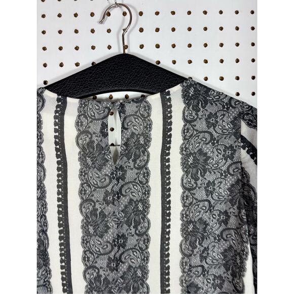 J. Crew Printed Optical Lace Long Sleeve silk Blouse size 4 - Picture 2 of 4